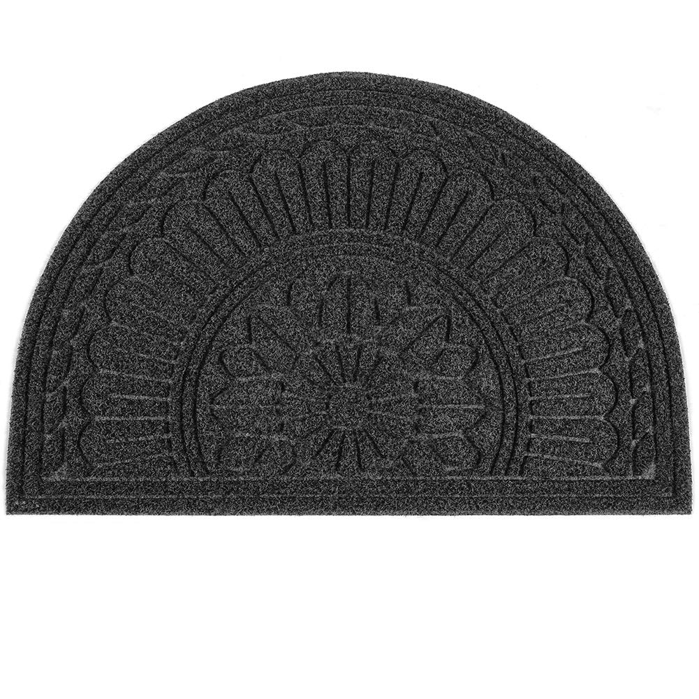 Mibao Door Mat Outdoor Indoor, 23.5" x 35.5", Half Round Door Mats, Non-Slip Front Door Mats Outdoor, Dirt Trapper Welcome Mats for Front Door, Back Door, Shoe Scraper, Black