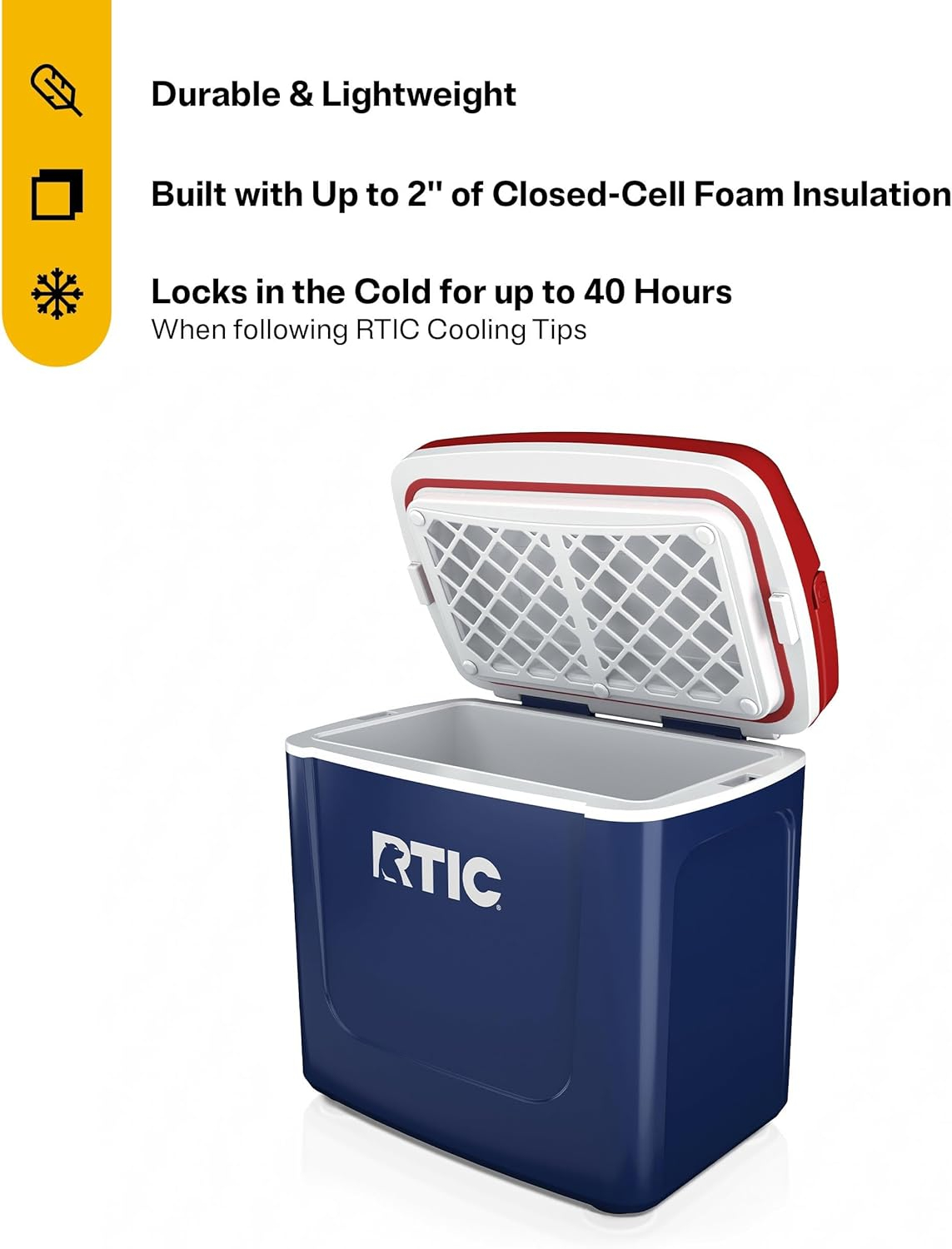 RTIC Road Trip Personal Cooler, 8 QT, 12 Can Hard-Sided Ice Chest Cooler, Patriot