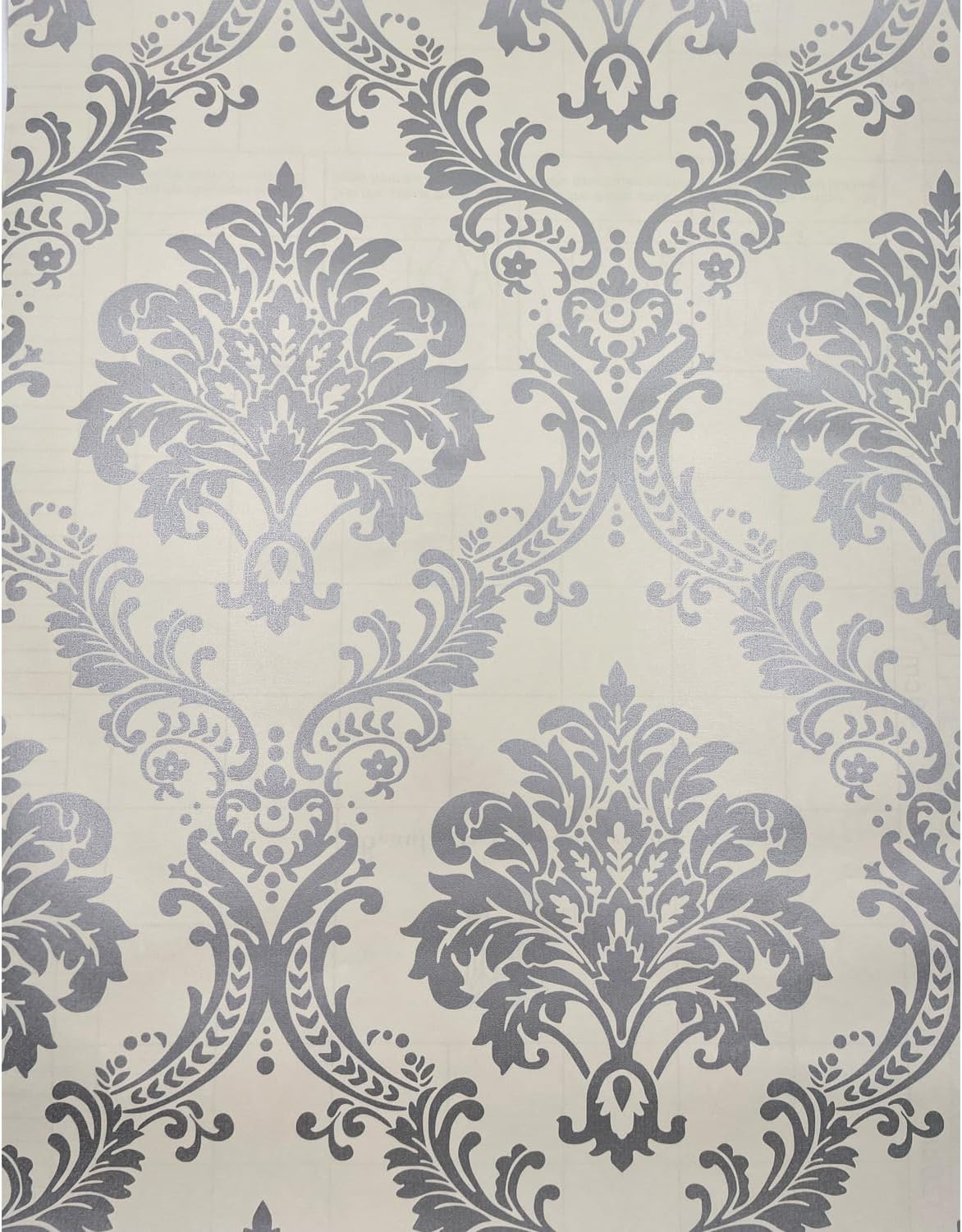 Yifely Vintage Gray Damask Removable PVC Shelf Drawer Liner Home Decor 17x118 Inch