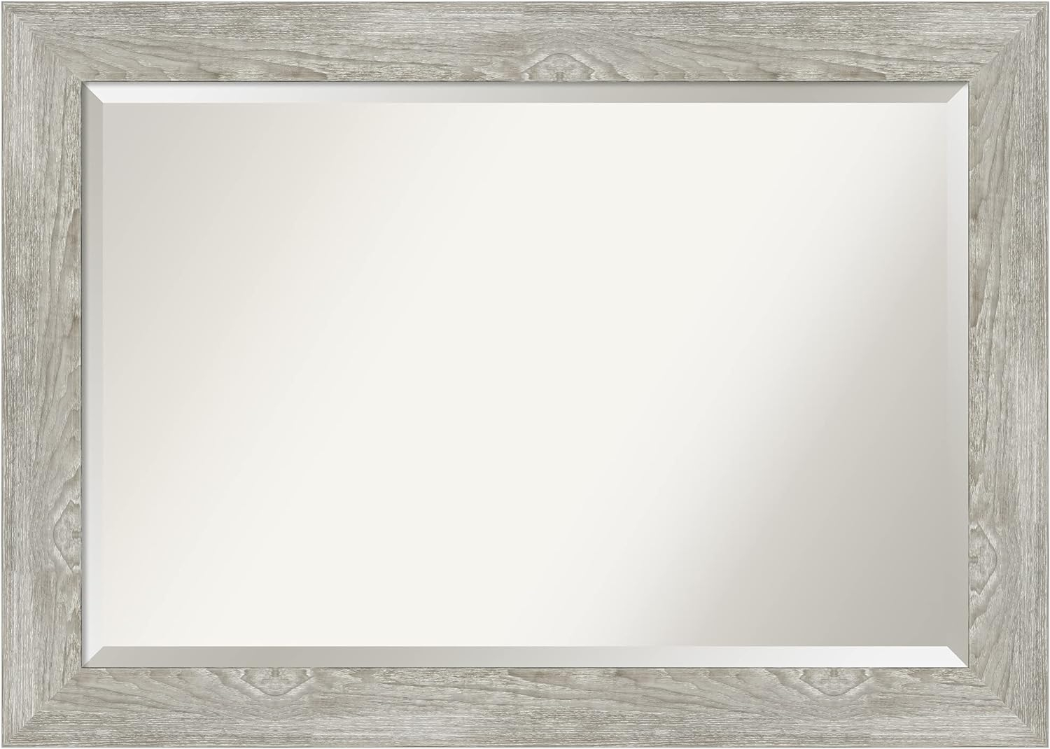 Amanti Art Beveled Bathroom Wall Mirror - Dove Greywash Frame Outer Size: 42 x 30 in