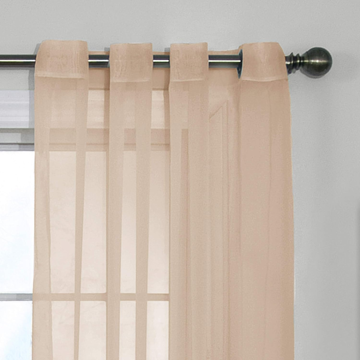 Arm & Hammer Curtain Fresh Odor-Neutralizing Sheer Voile Grommet Single Curtain Panel, Beige, 59 x 84