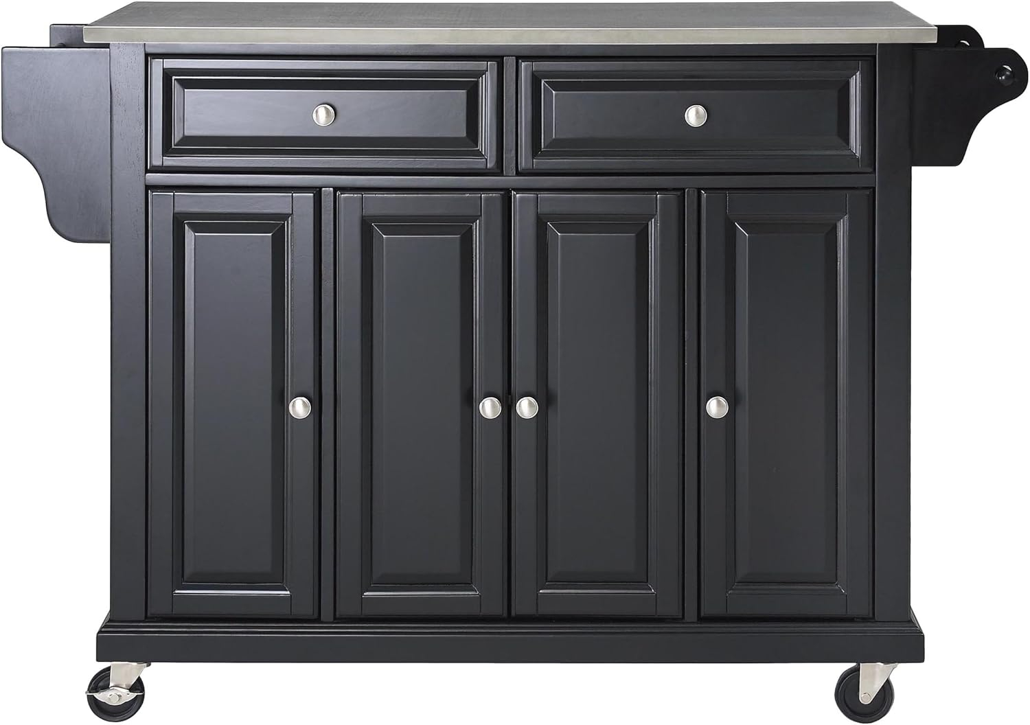 Crosley Furniture Wood/Stainless Steel Kitchen Cart in Black and Silver