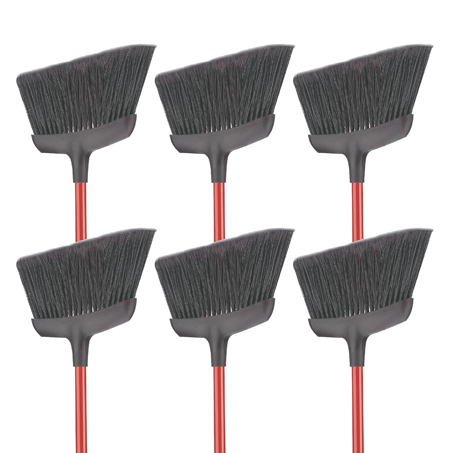 Libman Black and Red Angle Broom with Steel Handle, 55" Length