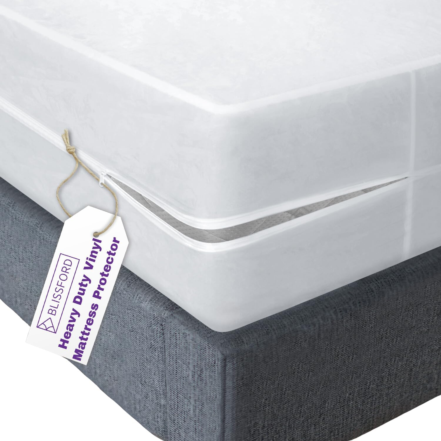 Plastic Mattress Protector Zippered (36"x75"), Waterproof Vinyl Mattress Cover, Heavy Duty Noiseless Mattress Encasement by Blissford