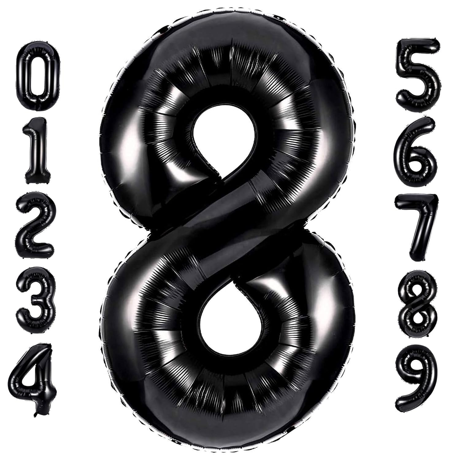 40 Inch Large Black Number 8 Balloon Extra Big Size Jumbo Digit Mylar Foil Helium Balloons for Birthday Party Celebration Decorations Graduations Wedding Anniversary Baby Shower Supplies Photo Shoot