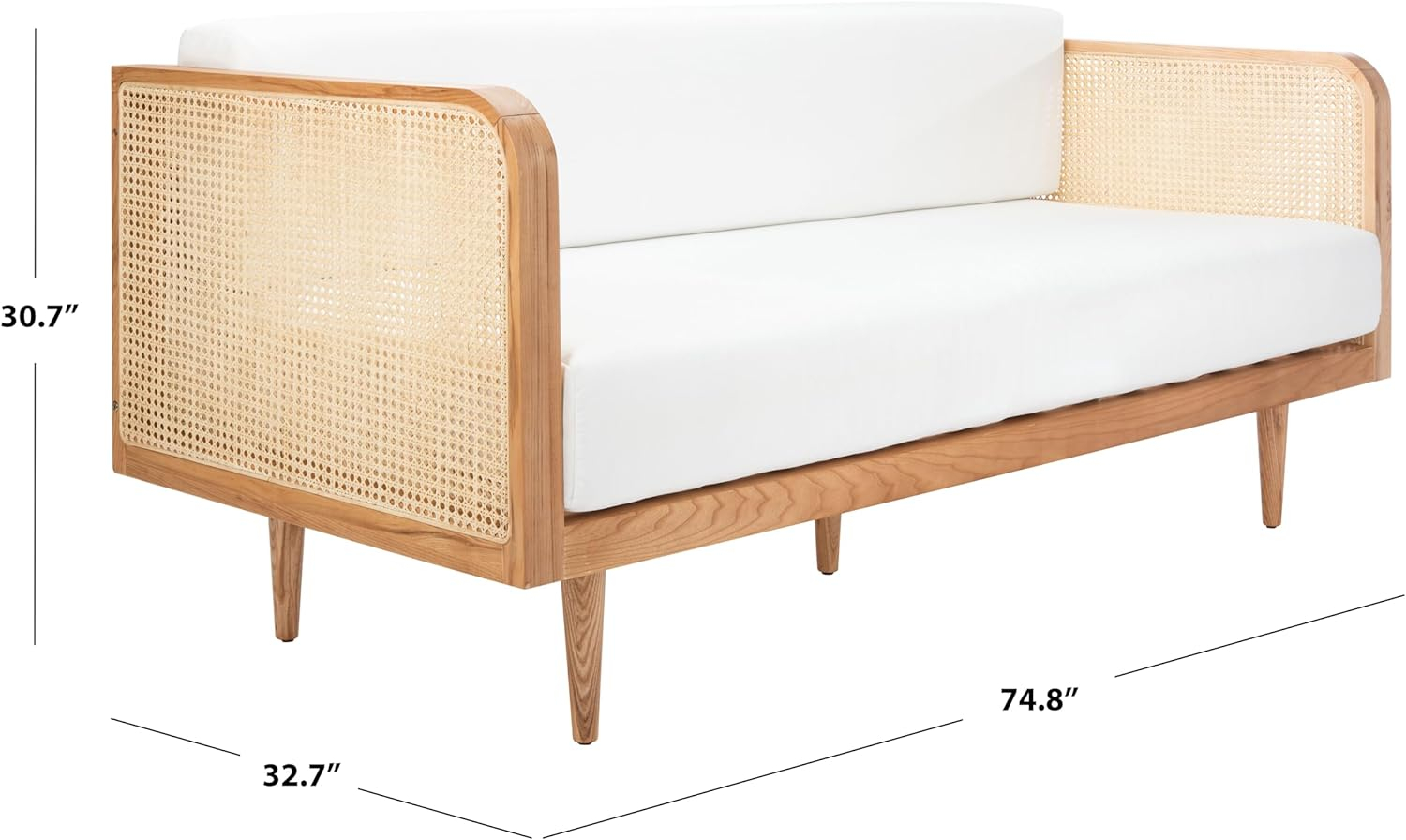 Helena Ivory Linen and Natural Ash Wood Twin Daybed with Drawer