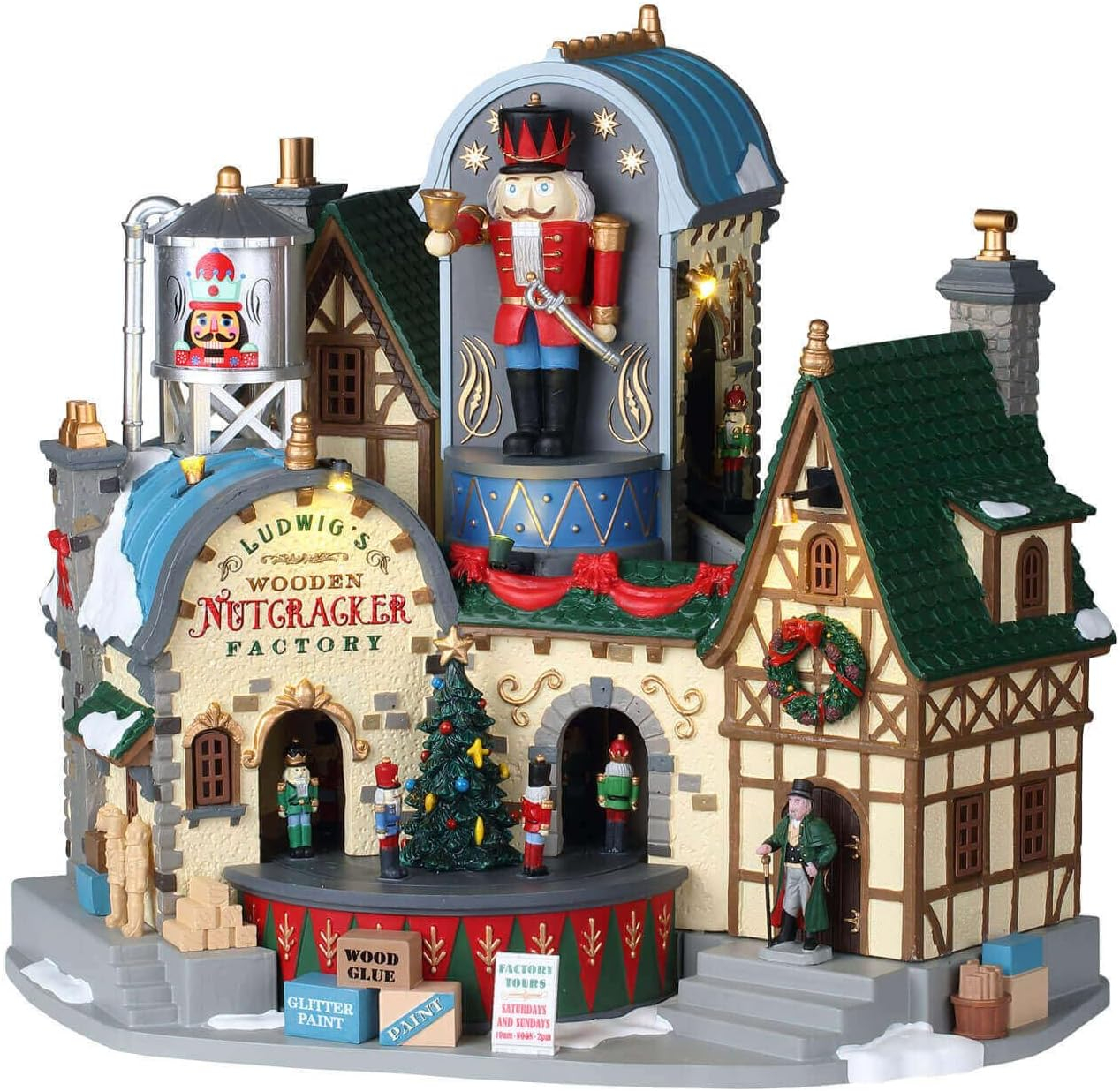 Ludwig's Victorian Wooden Nutcracker Factory with Christmas Music