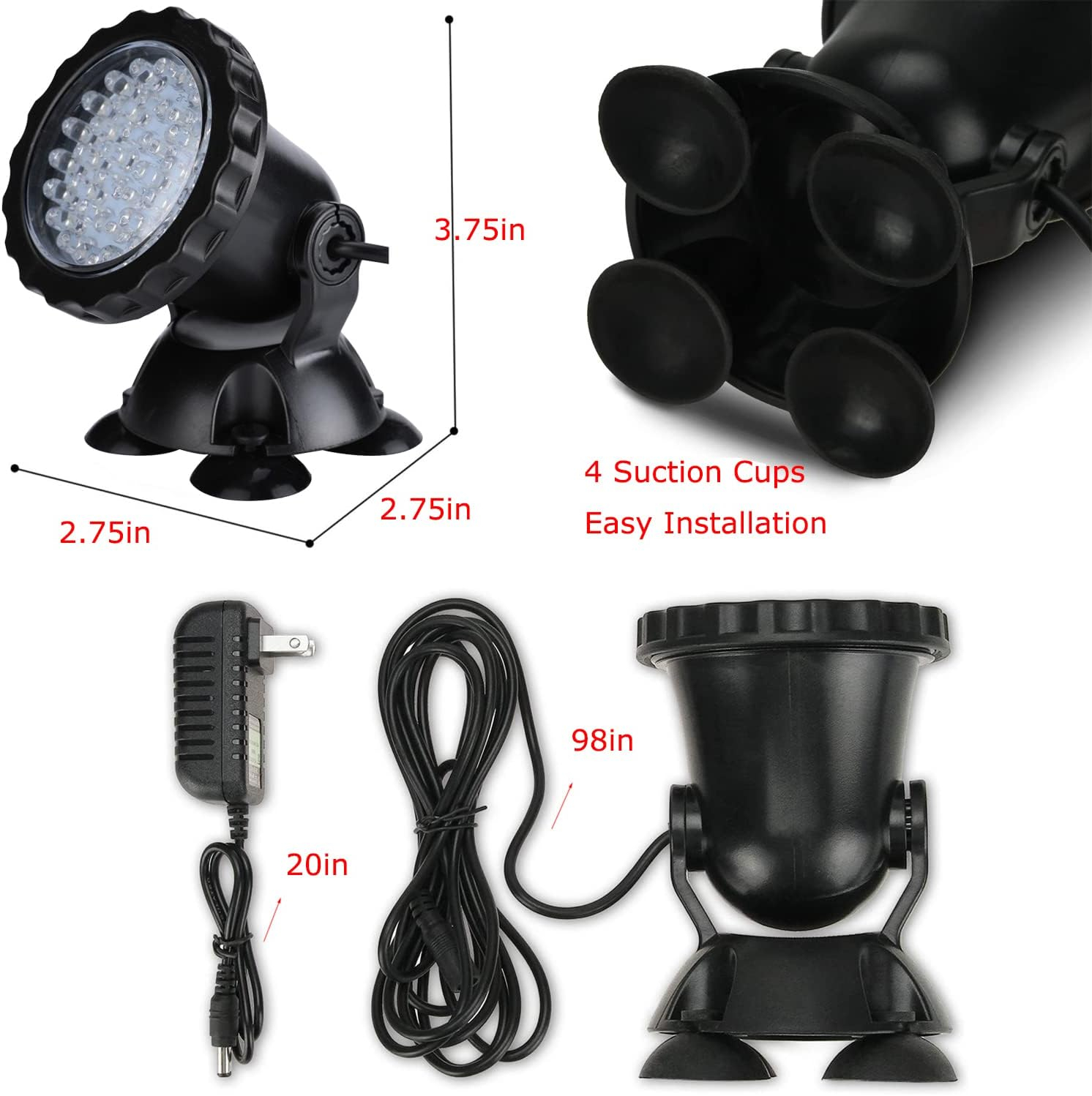 Pond Light Underwater Fountain Light with 36 LED Light Bulb Color Changing Submersible Spotlight with Timer Remote