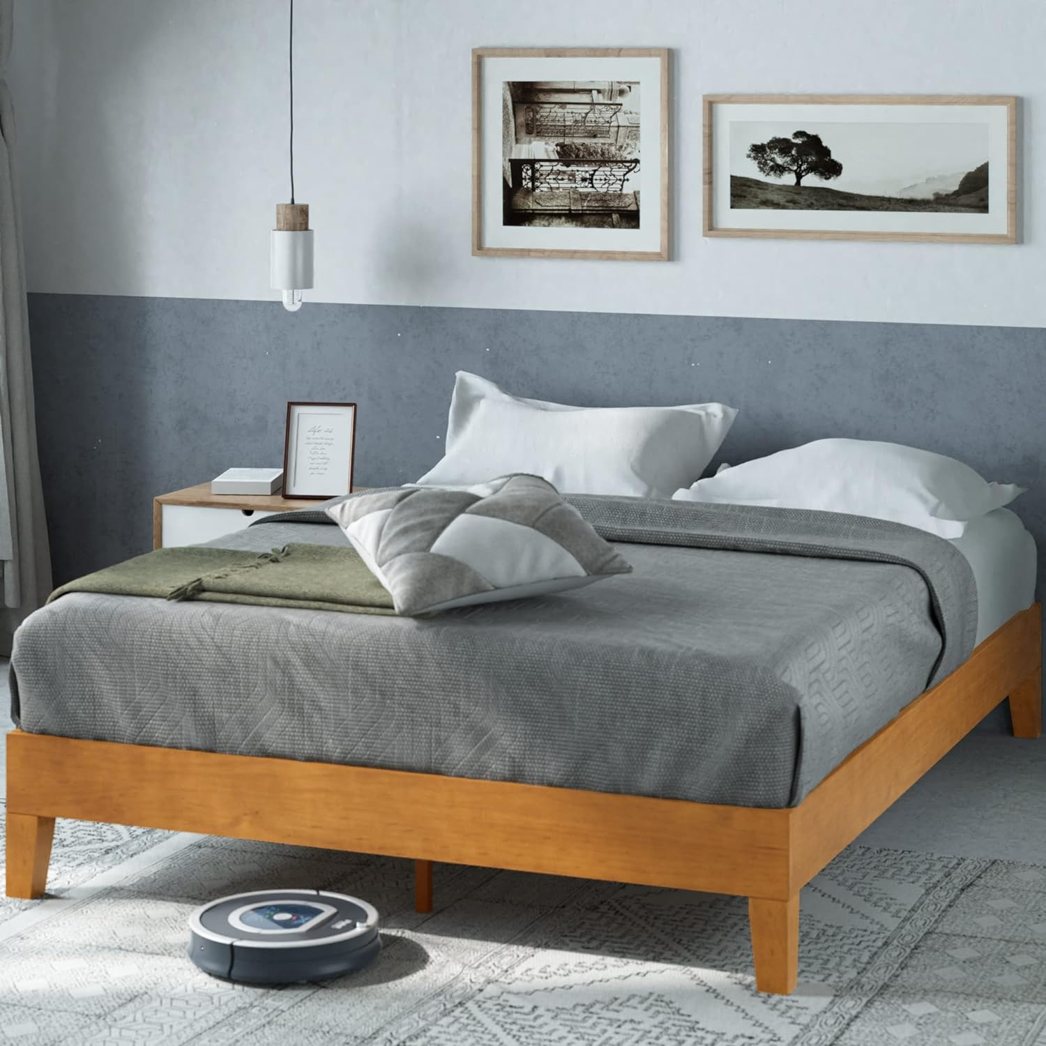 ZINUS Alexis Deluxe Wood Platform Bed Frame / Solid Wood Foundation / No Box Spring Needed / Wood Slat Support / Easy Assembly, Rustic Pine, King
