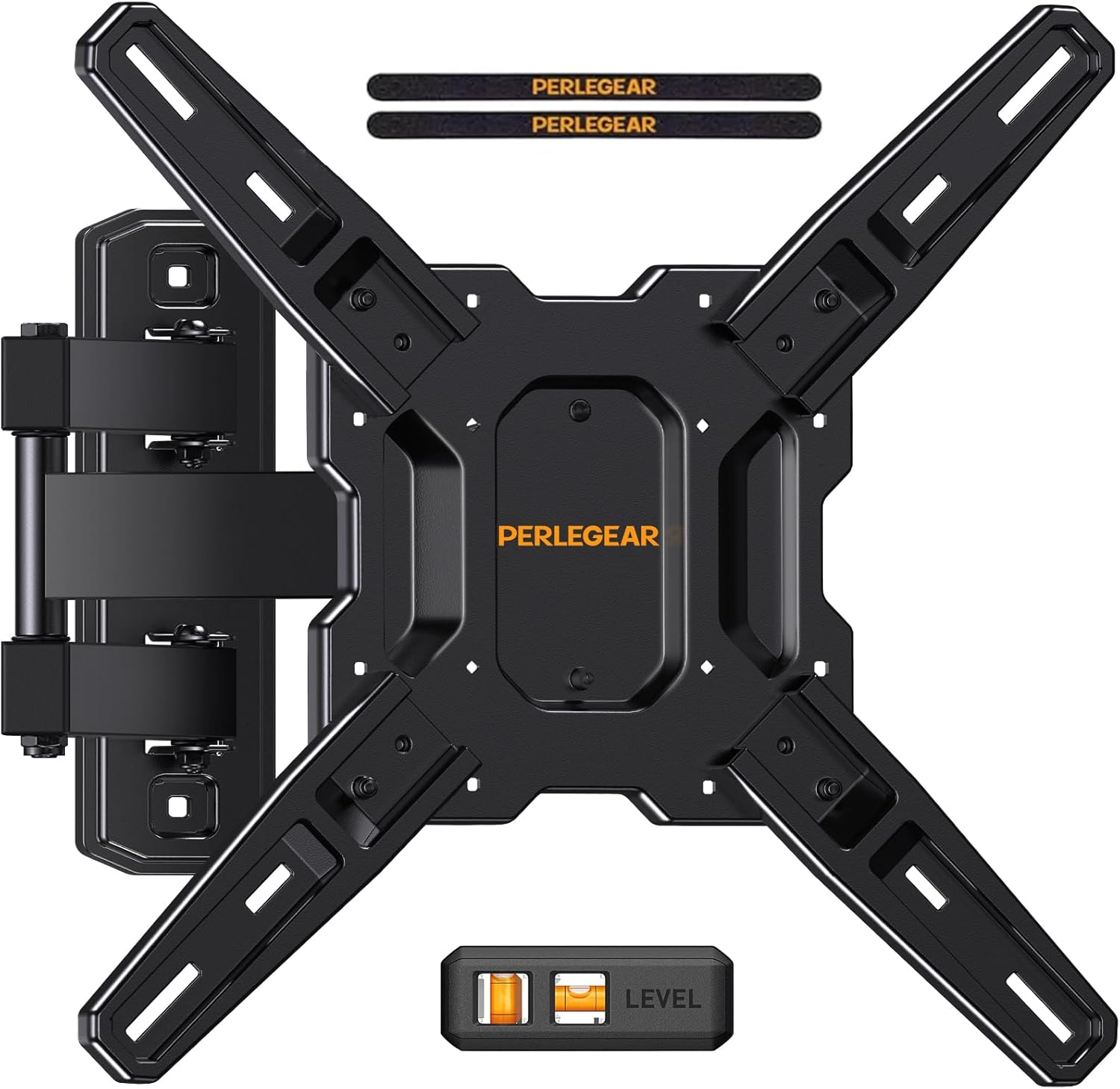 Perlegear Full Motion TV Mount for Most 26–60 inch Flat or Curved TVs up to 82 lbs, Wall Mount TV Bracket with Articulating Arms, Tool-Free Tilt, Swivel, Extension, Max VESA 400x400mm, PGMF3