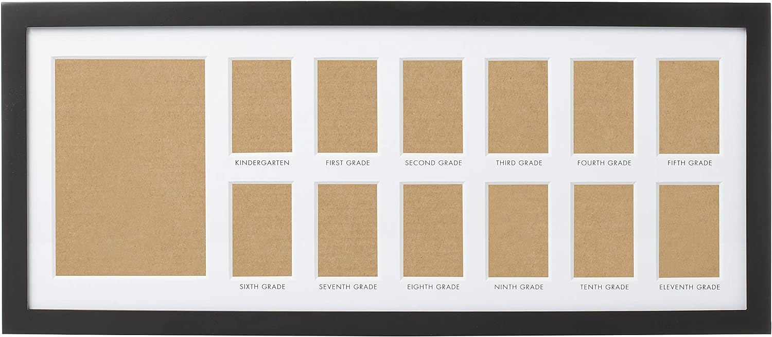 Pearhead School Days Graduation Frame, Celebrate Milestones By Sharing Photos from Kindergarten to Graduation, Graduation Party Decor, K-12 School Picture Frame, Wall Mount, 13 Photos