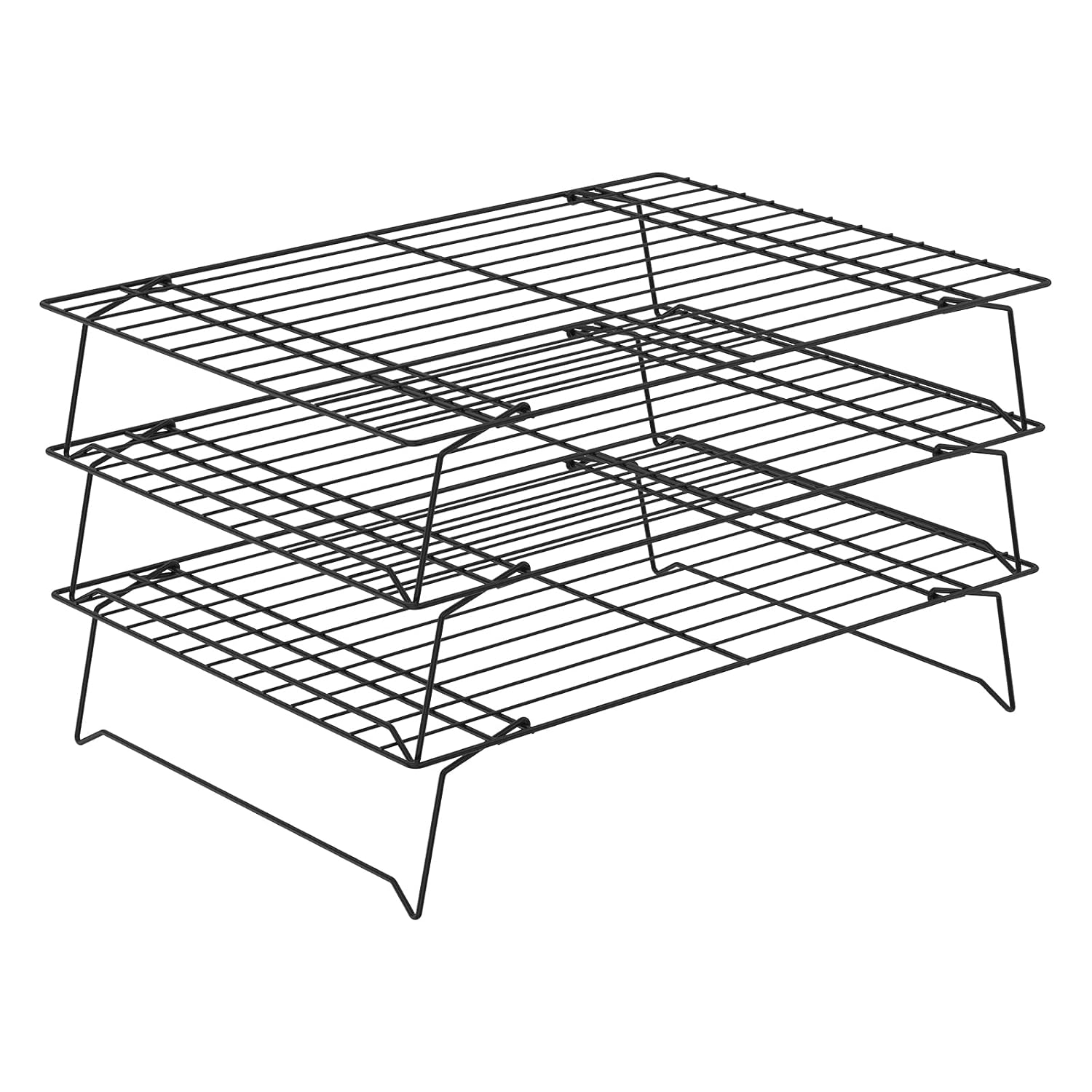 Duslogis 3-Tier Cooling Rack for Cookies, Cake and More, Stackable Non-Stick Baking Cooking Cooling Racks for Cooling Roasting Grilling, Black