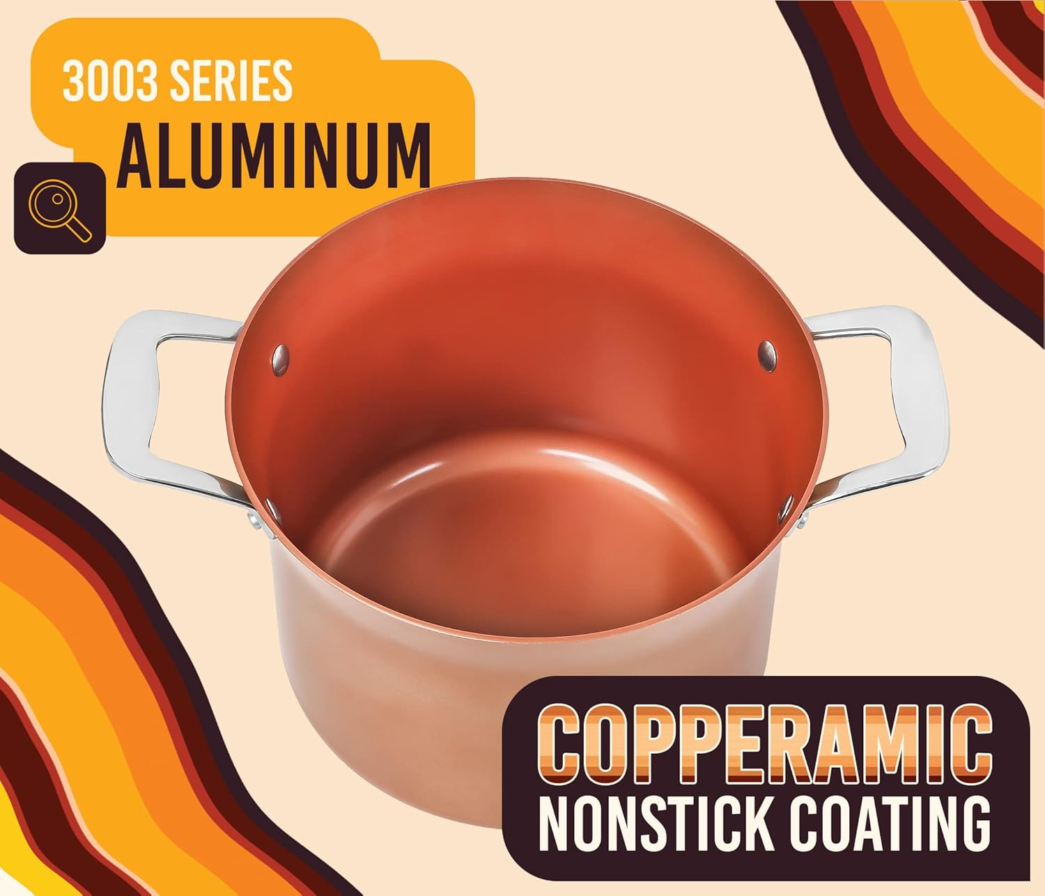 7 Quart Copper Non-Stick Stock Pot with Stainless Steel Handles