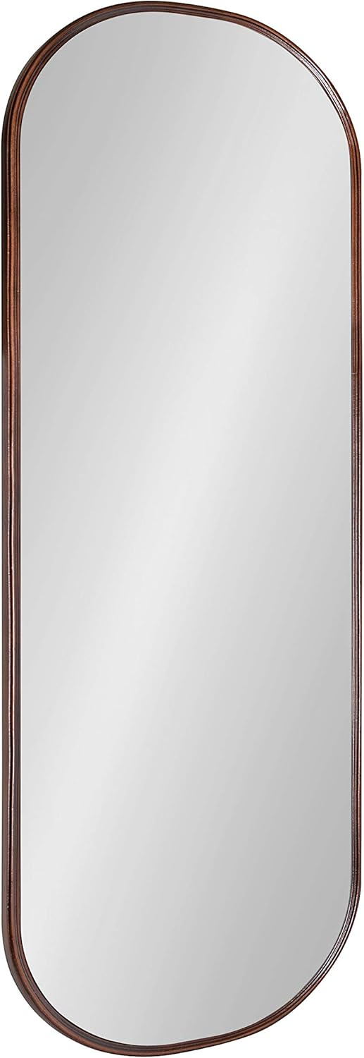 Kate and Laurel Caskill Modern Framed Capsule Mirror, 16 x 48, Bronze, Decorative Oval Accent Mirror for Wall