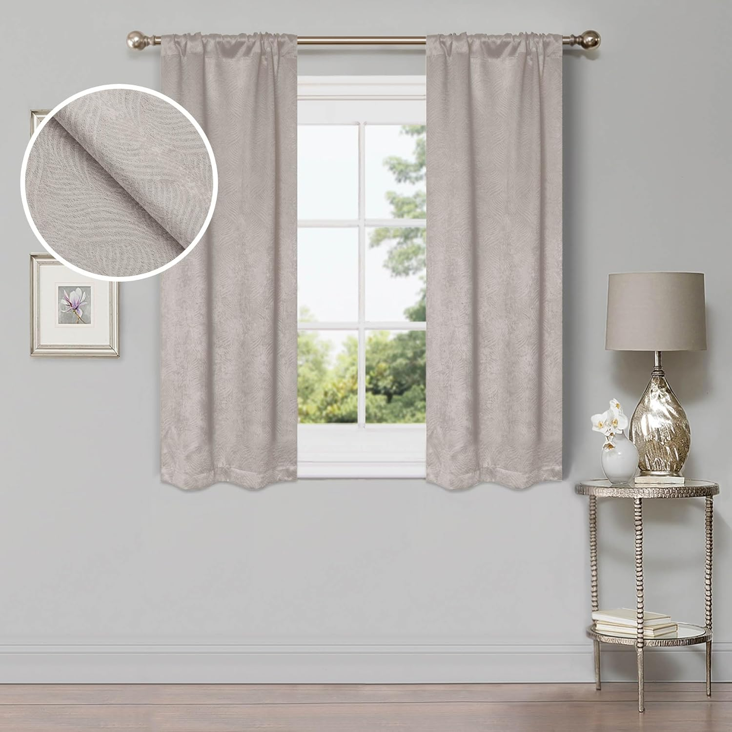 Superior Waverly Blackout Curtains, Rod Pocket, Set of 2, 26" x 63", Ivory