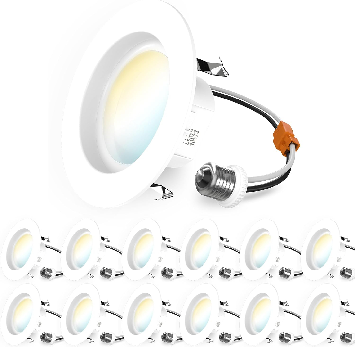 Sunco 12 Pack 4 Inch LED Recessed Lights Retrofit, Dimmable Can Lighting, 660 LM, 11W (40W Equivalent), Selectable CCT 2700K/3000K/3500K/4000K/5000K, Smooth Trim, Damp Rated UL
