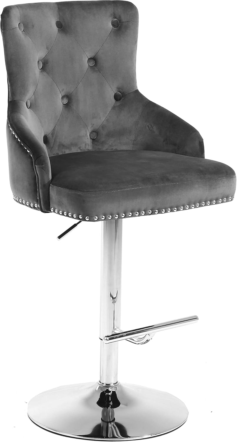 Maykoosh Mountain Lodge Grey Velvet Adjustable Stool