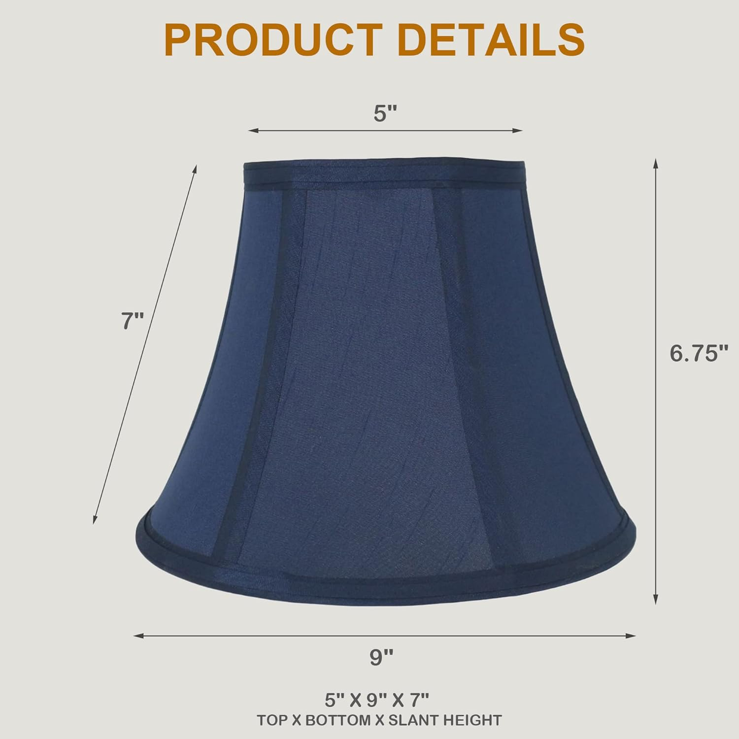 Urbanest Set of 2 Softback Bell Lampshade, Faux Silk, 5-inch by 9-inch by 7-inch, Navy Blue, Spider-fitter
