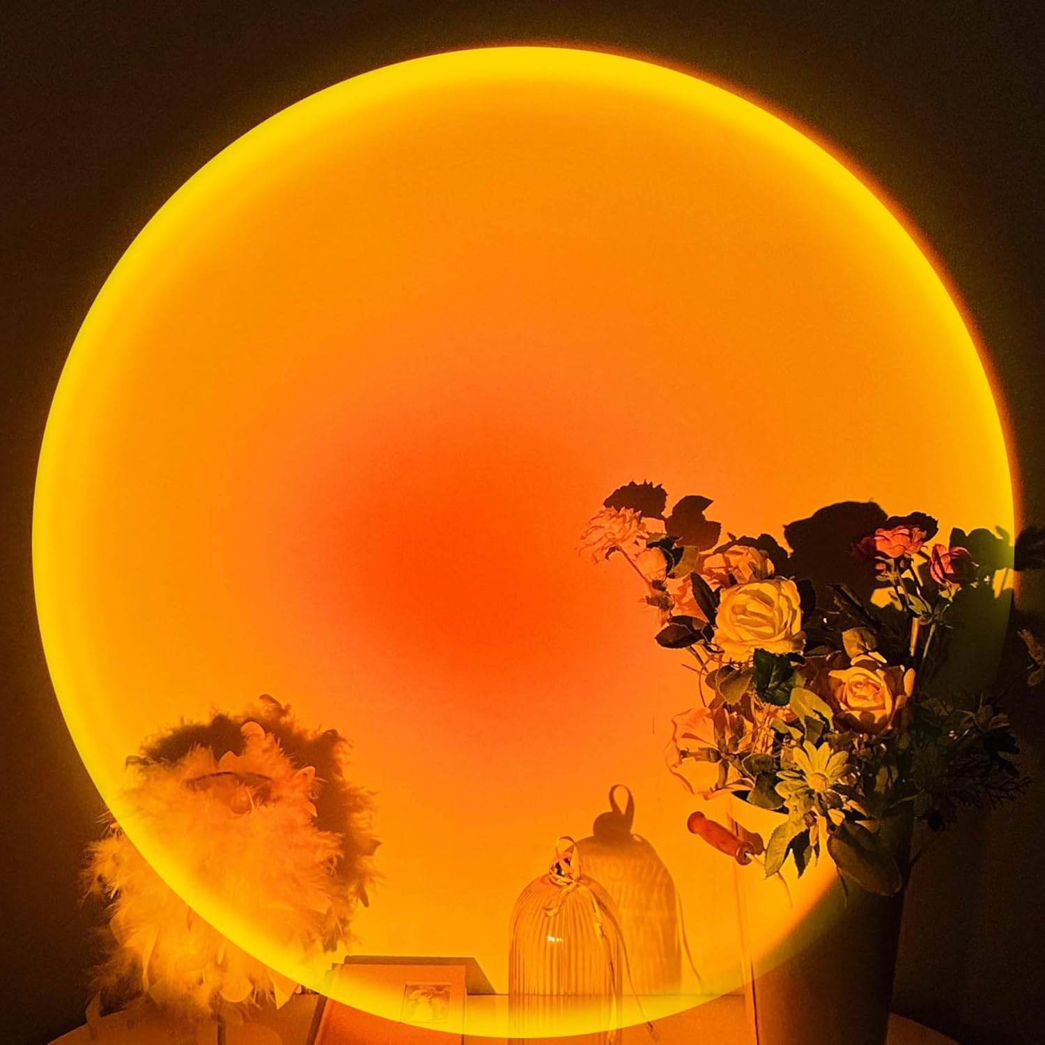 Sunset Red LED Night Light Projector with USB Port