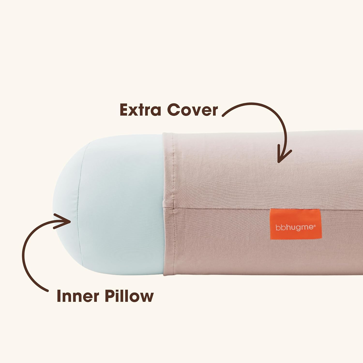 bbhugme Pregnancy Pillow Cover - Cotton Jersey Fabric - Fits bbhugme Pregnancy Pillow for Side Sleeping - Cover Only, Pregnancy Pillow Sold Separately, Dusty Pink