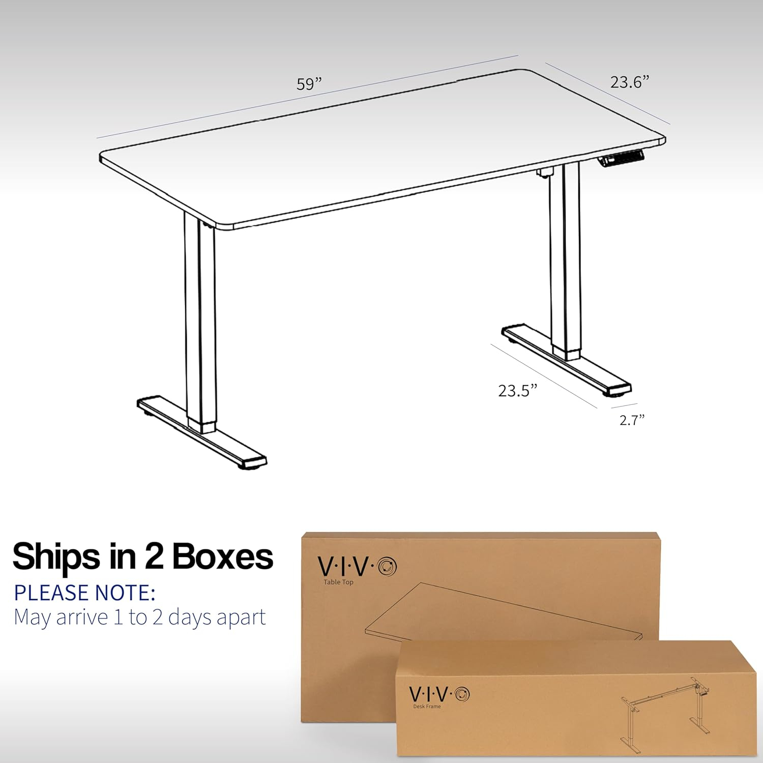 VIVO Electric 60” x 24” Stand Up Desk | Reclaimed Wood Table Top, Gray Frame