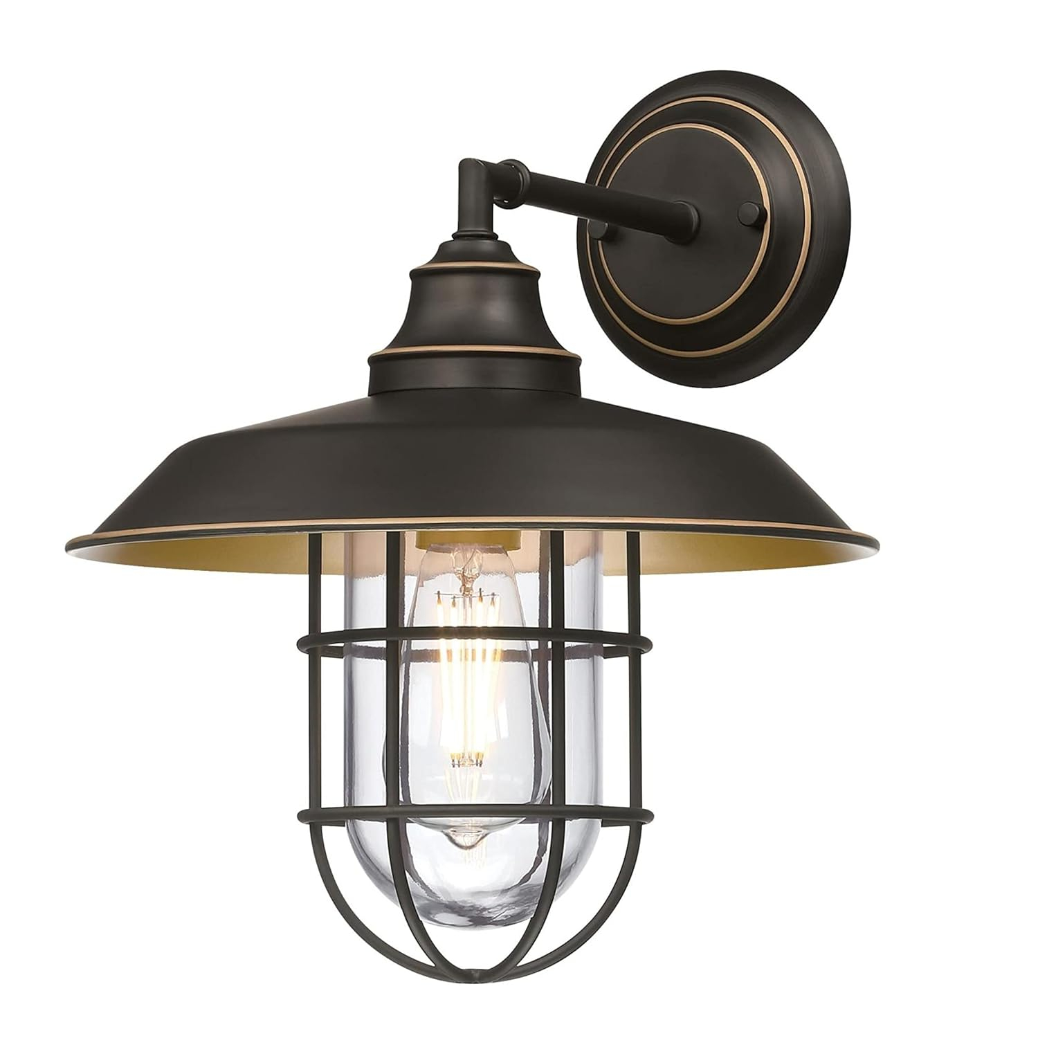 Westinghouse Lighting  Iron Hill One Light Outdoor Wall Fixture, Black-Bronze Finish with Highlights, Clear Glass 12-Inch Shade