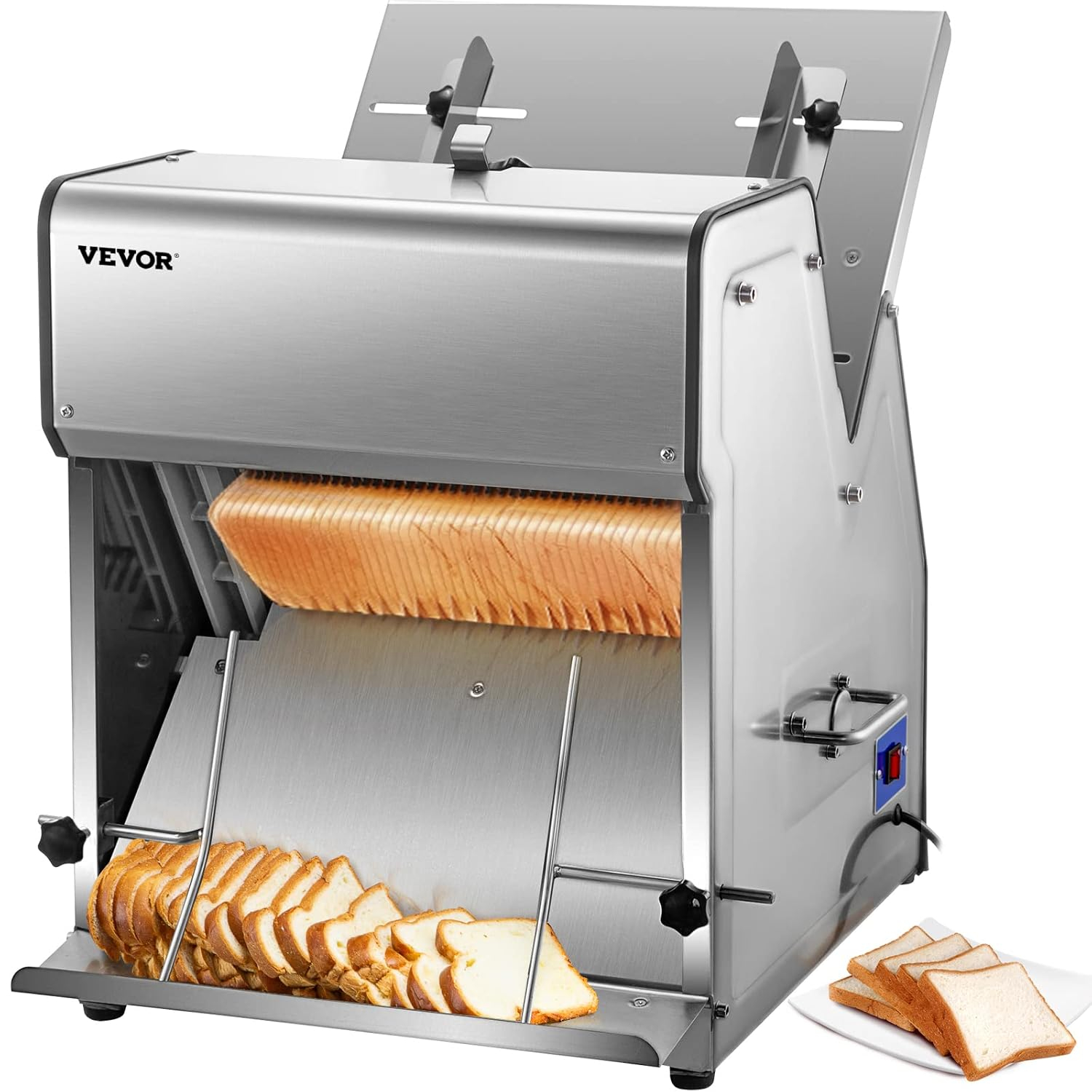 VEVOR Commercial Toast Bread Slicer 12mm Thickness, Electric Bread Cutting Machine 31 Pcs, Commercial Bakery Bread Slicer,110V Toast Cutter Cutting Machine, Bread Cutter for Bread Sheet Cutter Cutting