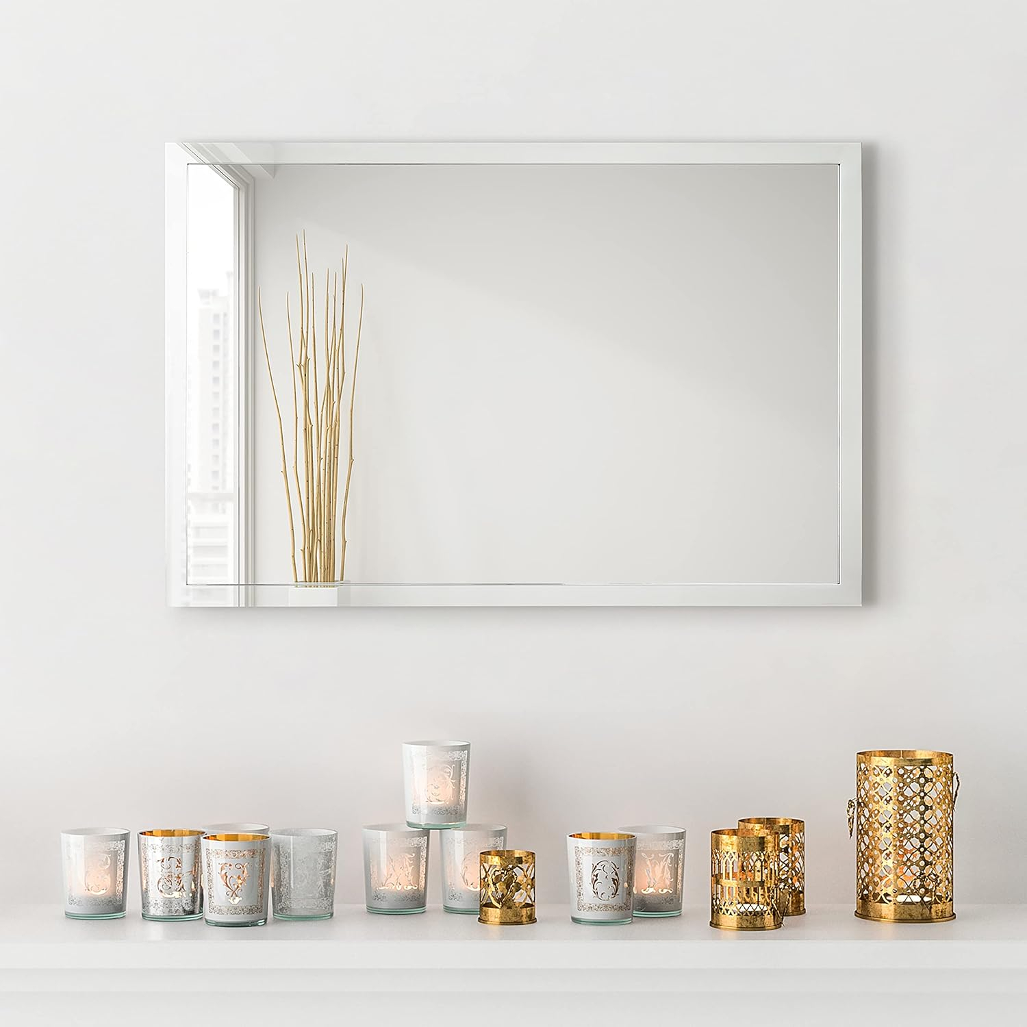 Empire Art Direct Contempo Stainless Steel Gold Wall Mirror Plished Silver 20" x 30" Silver