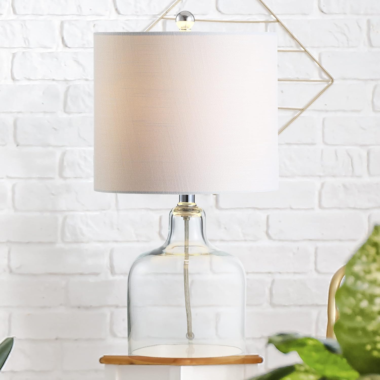 JONATHAN Y JYL1036C Gemma 19" Glass Bell LED Table Lamp, Transitional, Minimalist, Midcentury, Coastal, Elegant, Office, Living Room, Family Room, Dining Room, Bedroom, Hallway, Foyer, Clear