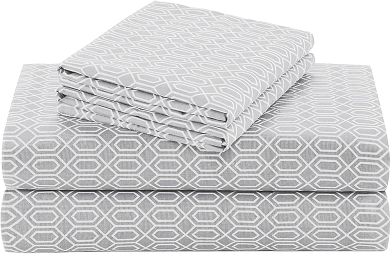 Comfort Spaces 100% Cotton Sheet Set Breathable, Lightweight, Soft with 12" Elastic Pocket Fits up to 14" Mattress, All Season Cozy Bedding, Matching Pillow Case, Twin Diamond Taupe 3 Piece