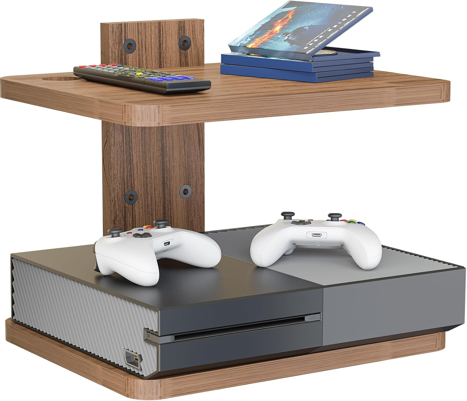 WALI Floating TV Shelf, Projector Shelf Holds Up to 22lbs, Wooden Projector Wall Mounted Shelves for DVD Players, Cable Boxes, Game Consoles, Living Room Decor Accessories (CS202N), 2 Shelves, Wood