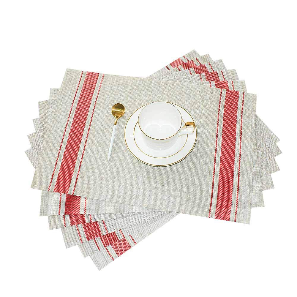 GIVERARE Placemats Set of 6, Heat-Resistant Woven Vinyl Place Mat, Non-Slip Washable PVC Table Mats, Easy to Clean Premium Plastic Place at for Dining Table, Kitchen Table (Smoky Gray)