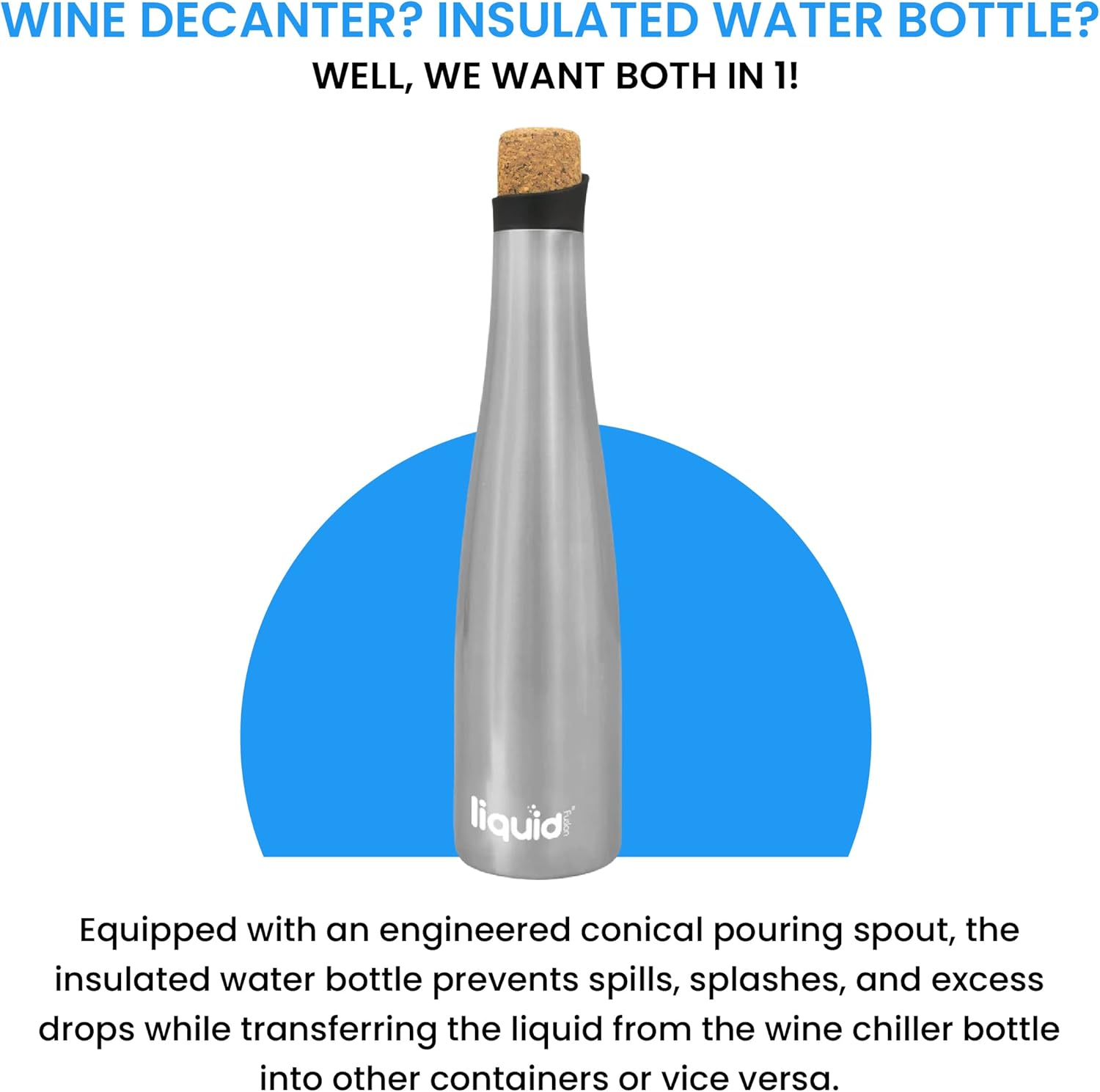 Silver Stainless Steel Insulated Wine and Water Bottle