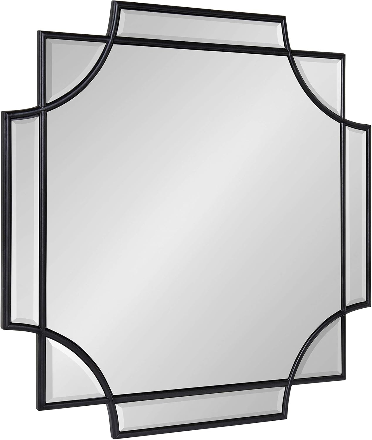 Kate and Laurel Minuette Glam Square Wall Mirror, 24" x 24", Black, Elegant Traditional Home Decor With A Boho Charm