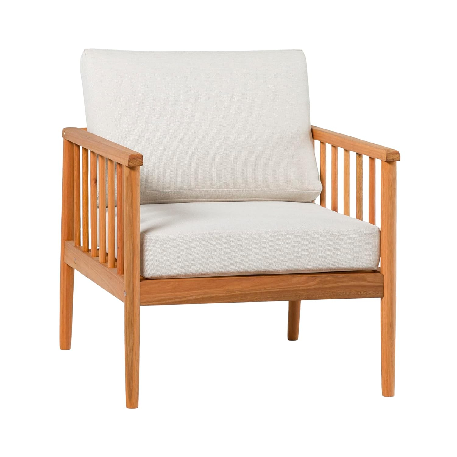Modern Outdoor Solid Wood Spindle Style Single Lounge Chair - Natural