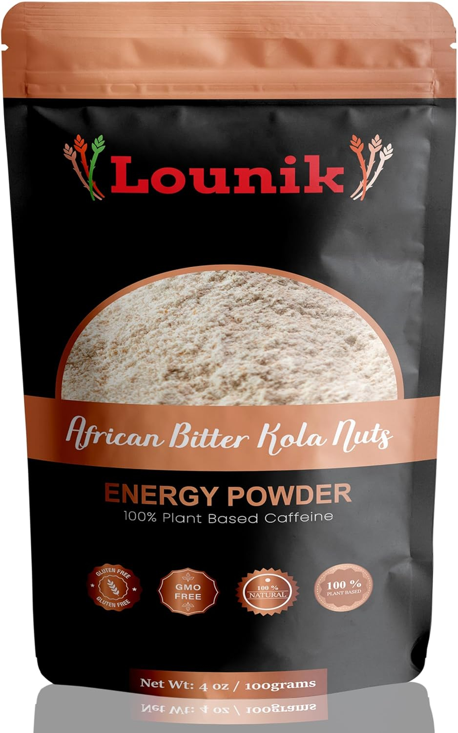 Lounik African Bitter Kola Nuts Energy Powder in Airtight Container
