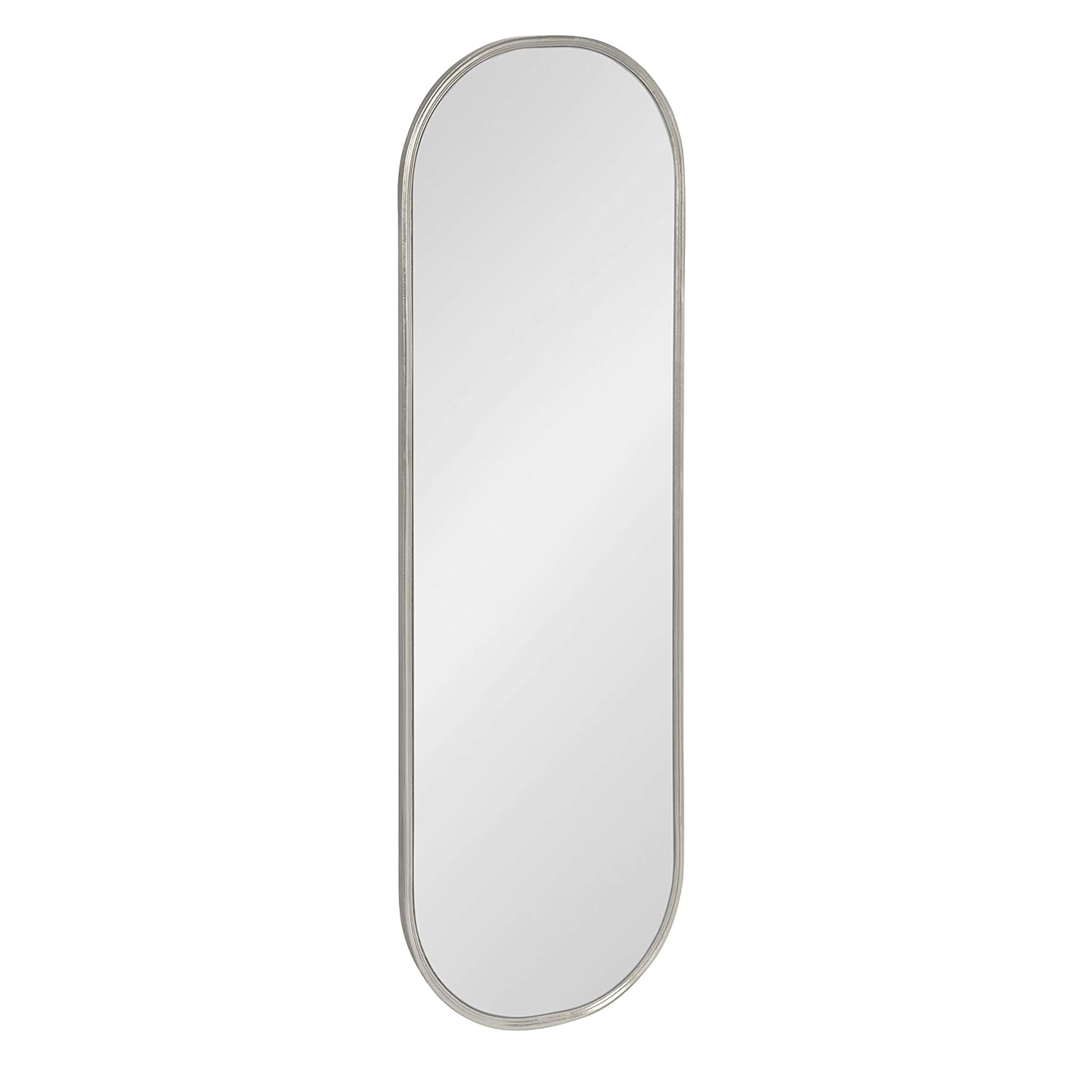 Kate and Laurel Caskill Modern Capsule Panel Mirror, 16 x 48, Silver, Decorative Oval Full Length Accent Mirror for Wall