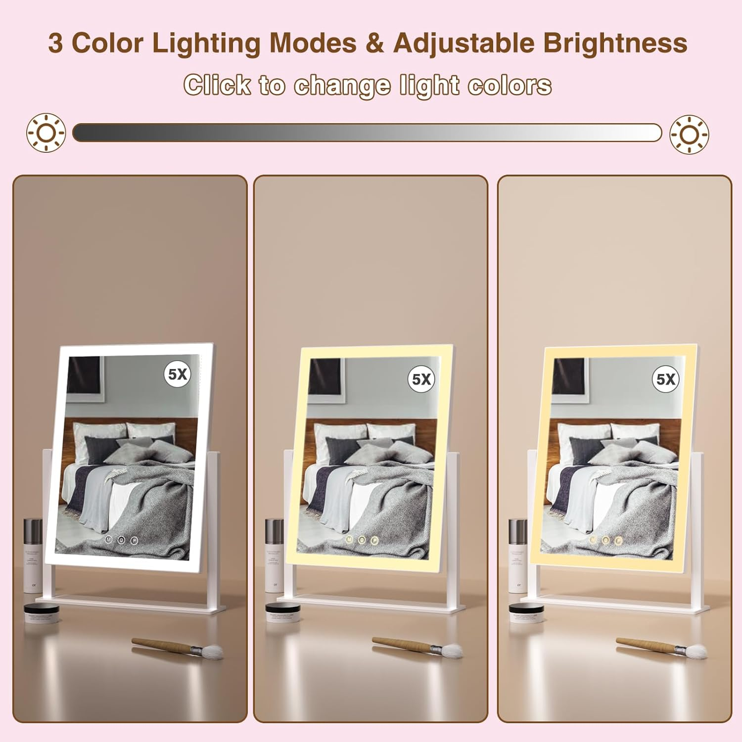 Hollywood Vanity Mirror with 5X Magnification and LED Lighting