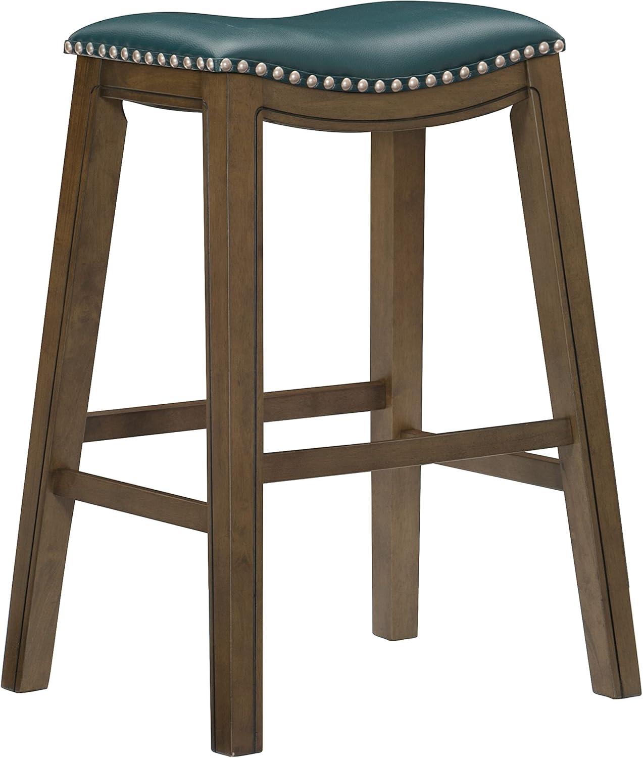 Homelegance 29" Pub Height Wooden Bar Stool Saddle Seat Barstool, Green Brown