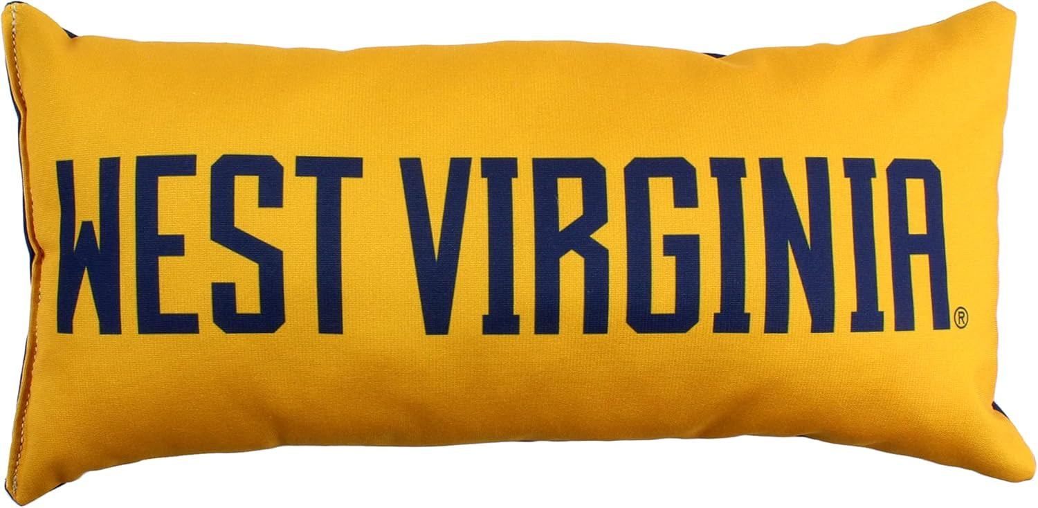College Covers Solid Color Bolster Travel Pillow, 1 Count (Pack of 1), West Virginia Mountaineers