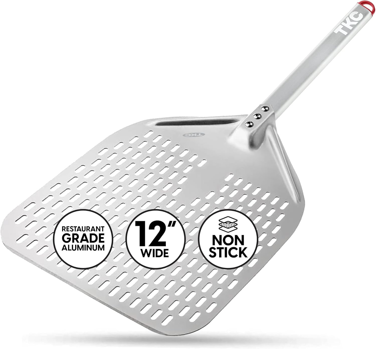 TKC 14 In Perforated Pizza Peel - Aluminum Turning Peel for All Pizza Ovens 31 Black/Red
