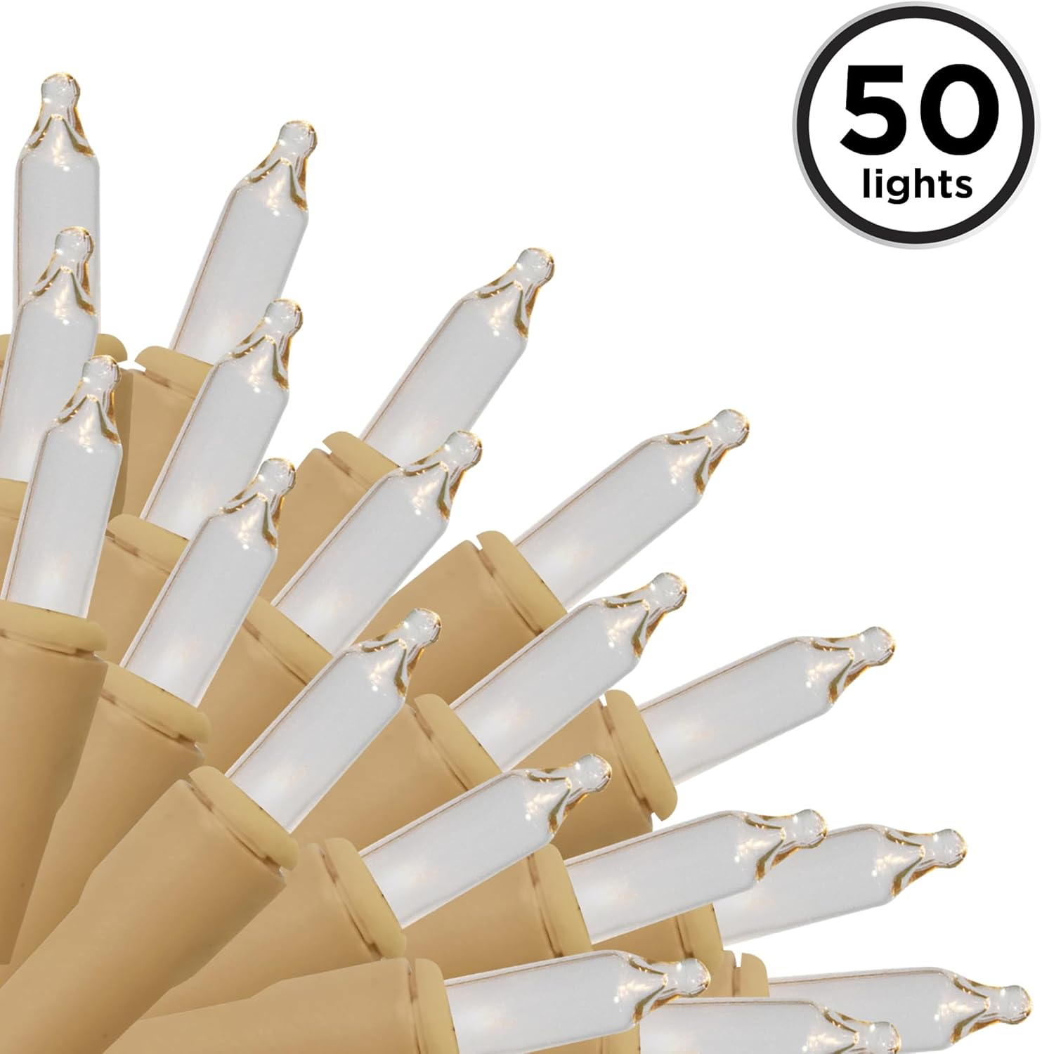 Brite Star 50 Count Designer Series Light Set, Clear, Champagne Wire