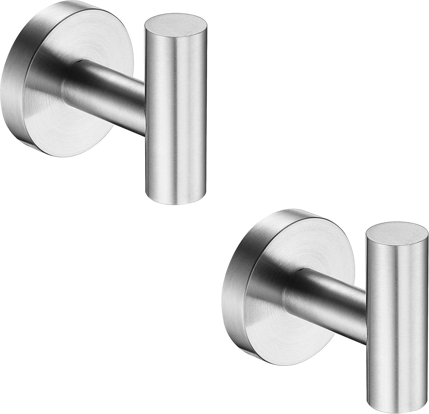 Nolimas Bathroom Towel Hooks SUS 304 Stainless Steel Coat Hook Round Clothes Towel Coat Robe Hook Cabinet Closet Door Sponges Holder for Bath Kitchen Garage Hotel,Wall Mounted, Brushed Nickel, 2Pack