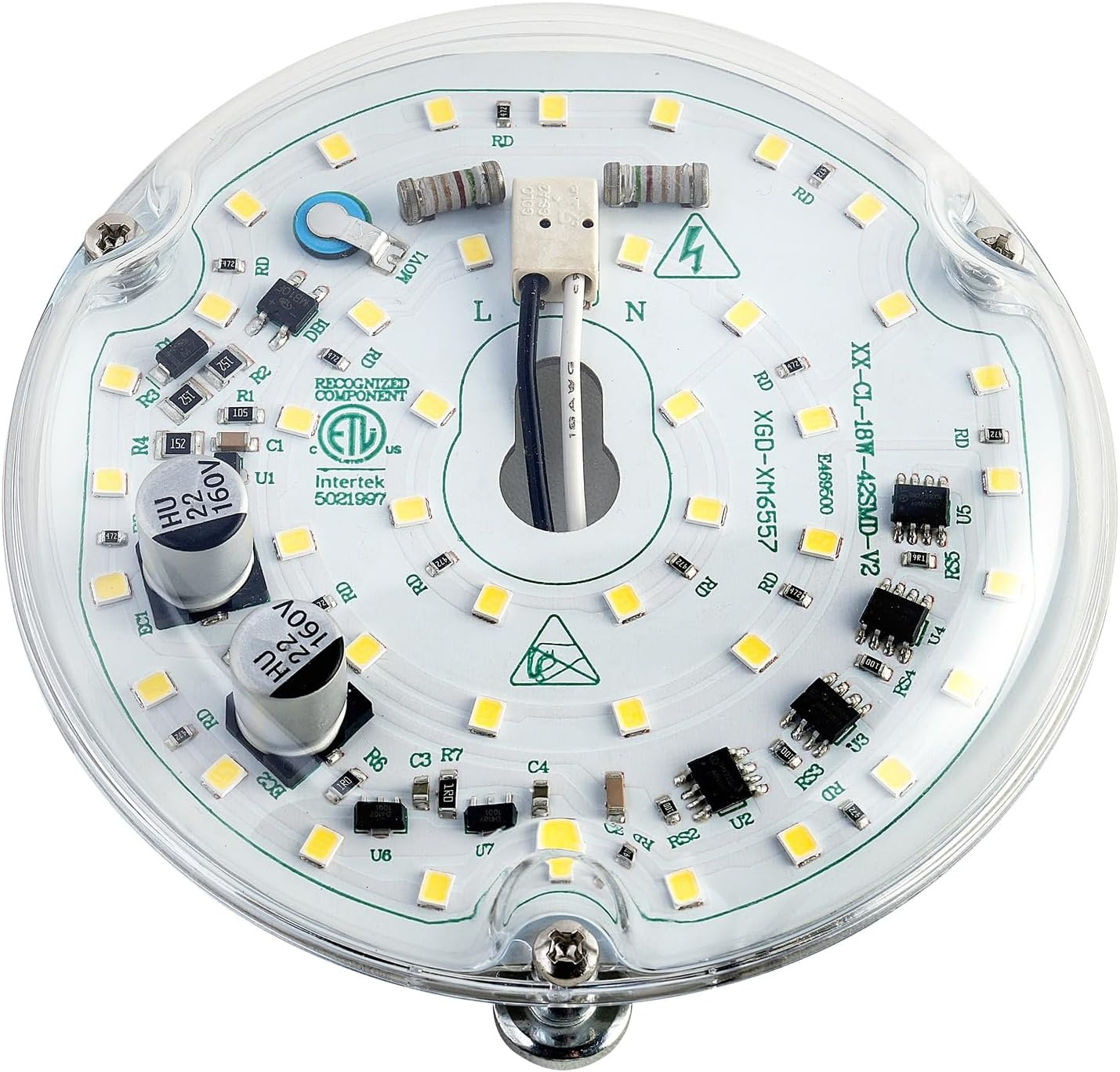 4 inch Retrofit Light Kit for Ceiling Fan Light Replacement Panel PCB 18W 6000K 2200LM 120V CRI90 Dimmable ETL (White 6000K)