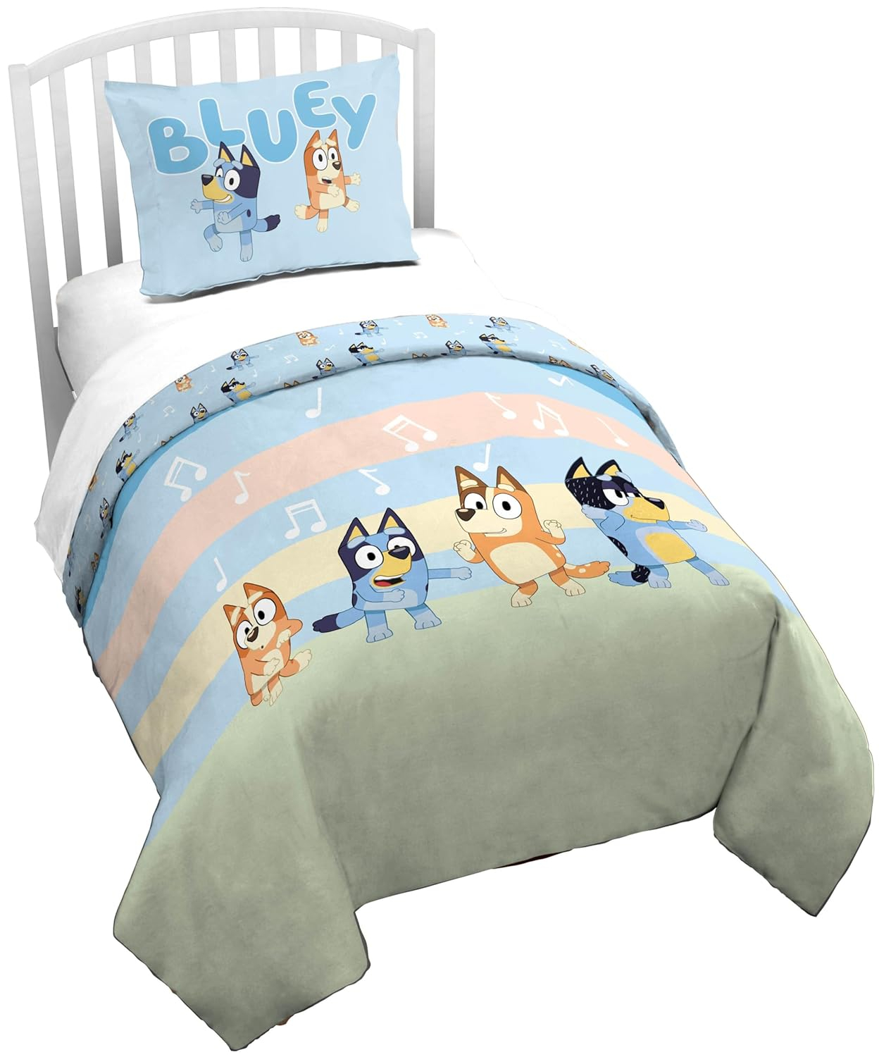 Jay Franco Duvet Cover Set – 3 Piece Comforter Cover and Sham Set, Super Soft Cozy Kids Bedding (Insert Not Included) Multi - Bluey, Full