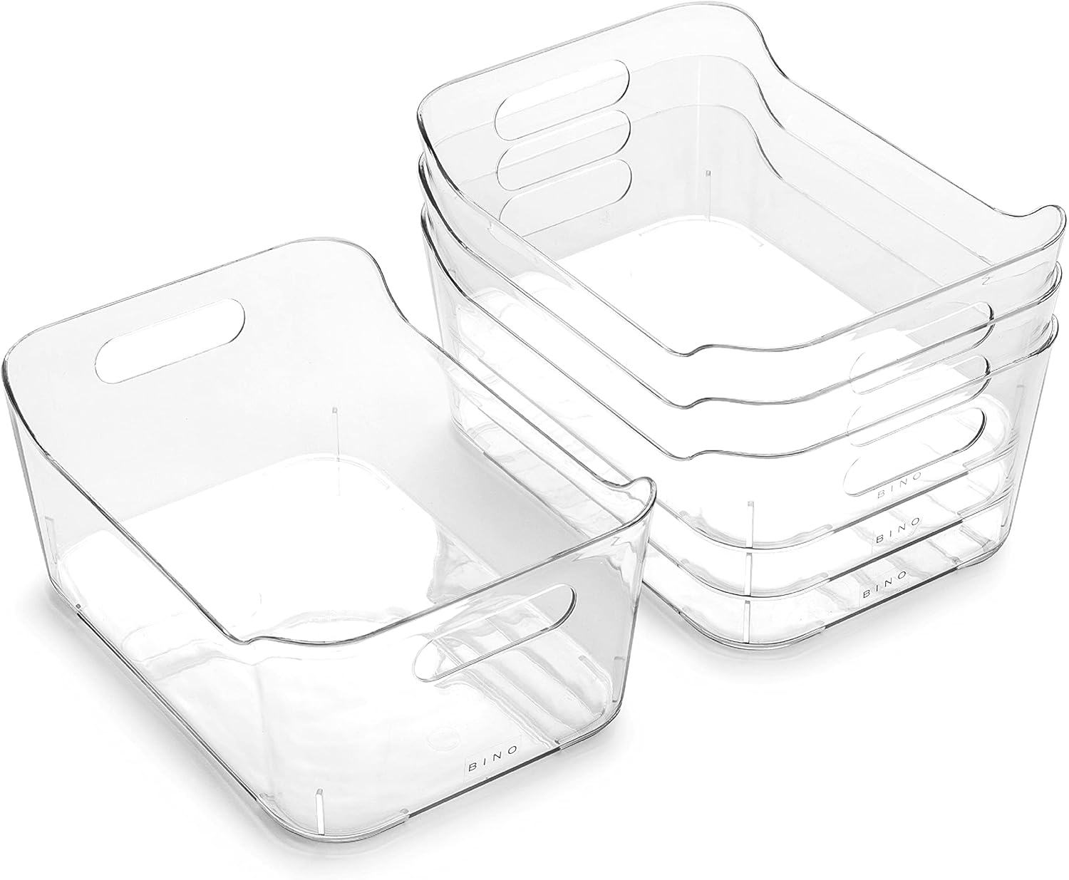 BINO | Plastic Organizer Bins, Small - 4 Pack | THE SOHO COLLECTION | Multi-Use Organizer Bins | Pantry Organizer & Freezer Organizer Bins | Plastic Storage Containers | Bins for Home & Kitchen Org