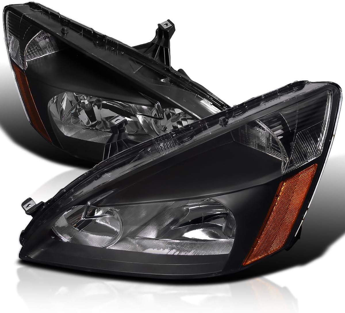 Spec-D Tuning Black Headlights Compatible with 2003-2007 Honda Accord LX EX L+R Pair Head Light Lamp Assembly