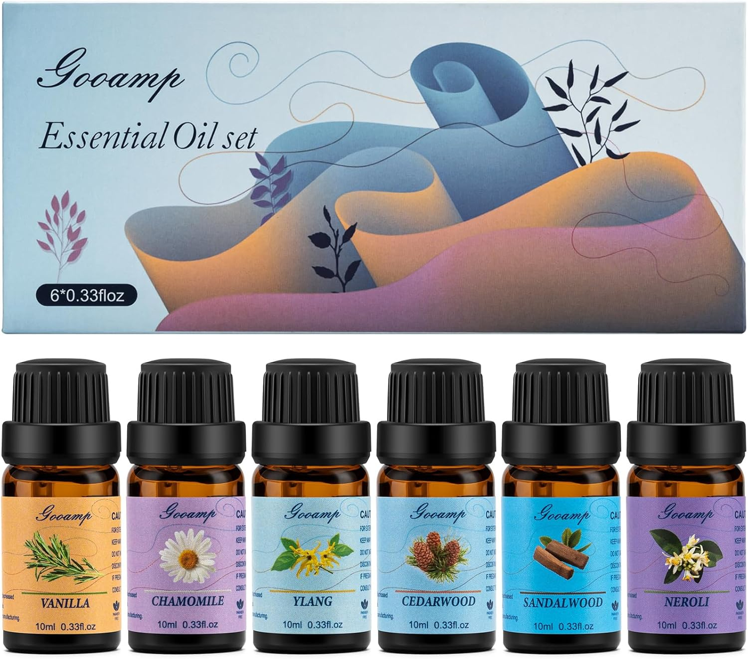 Essential Oils Set - Top 6 Blends for Diffusers, Home Care, Candle Making Scents, Fragrance, Aromatherapy, Humidifiers, Gifts - Peppermint, Tea Tree, Lavender, Eucalyptus, Lemongrass, Orange (10mL)