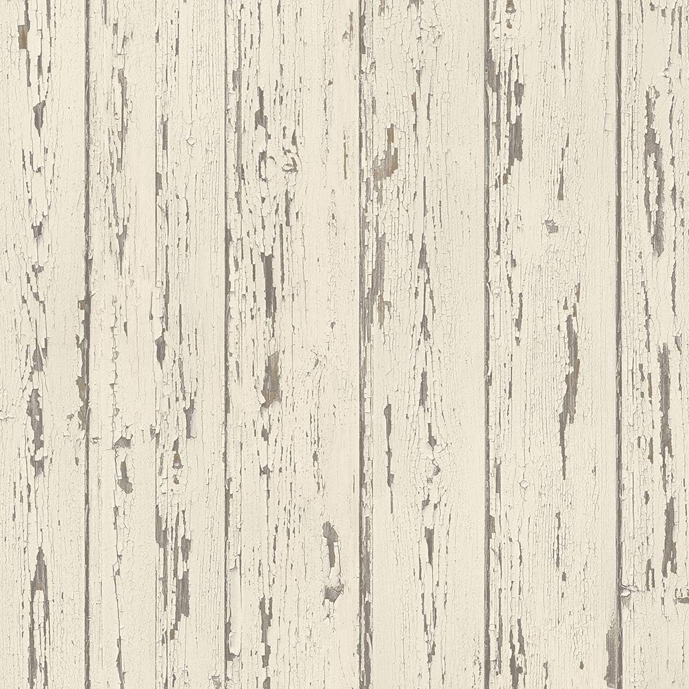 Cream and Brown Weathered Wood Shiplap Vinyl Wallpaper Roll