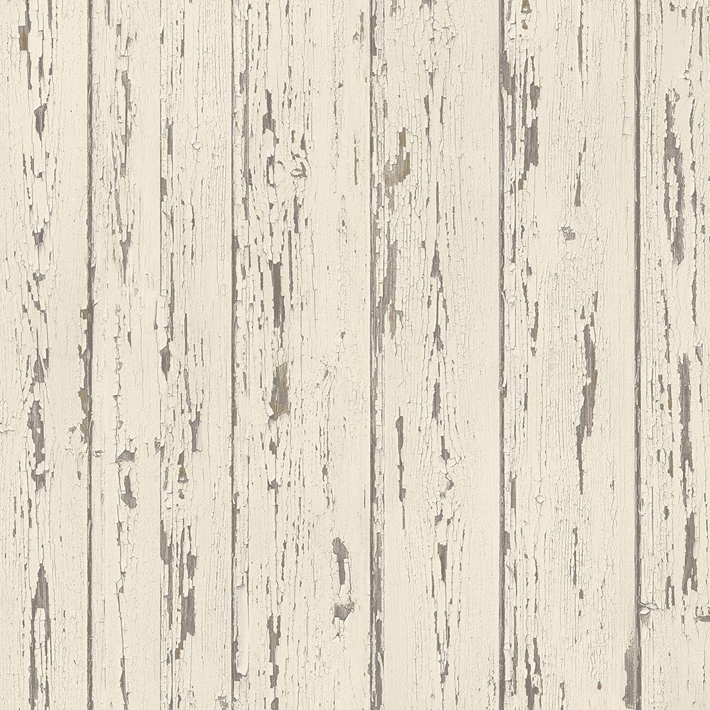 Cream and Brown Weathered Wood Shiplap Vinyl Wallpaper Roll